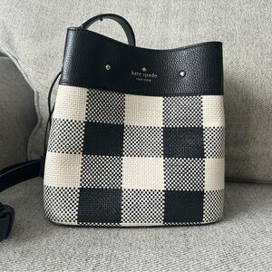 Kate Spade Black and White Crossbody Bag with Structured Design